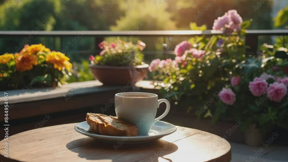 cup of coffee and flowers, seamless looping animation video background cup of coffee and flowers, seamless looping animation video background