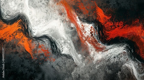 Wallpaper Mural Poster Header Cover Design with Grainy Texture: Gray, Orange, Red, White, and Black Abstract Wave Torontodigital.ca