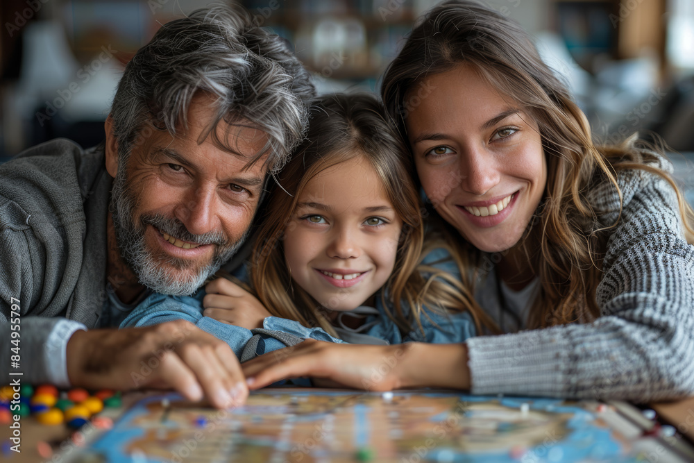 A Generation X family playing board games together, emphasizing quality time. Concept of family bonding and fun. Generative Ai. A Generation X family playing board games together, emphasizing quality time. Concept of family bonding and fun. Generative Ai.