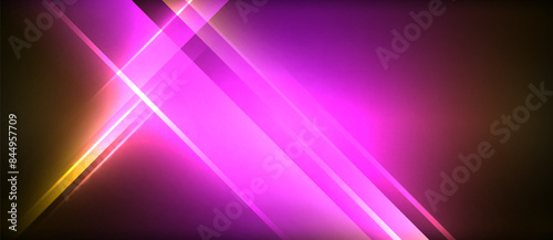 Neon glowing circle rays, light round lines in the dark, planet style neon wave lines. Energetic electric concept design for wallpaper, banner, background