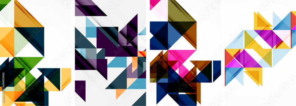 Triangle poster geometric background set Triangle poster geometric background set
