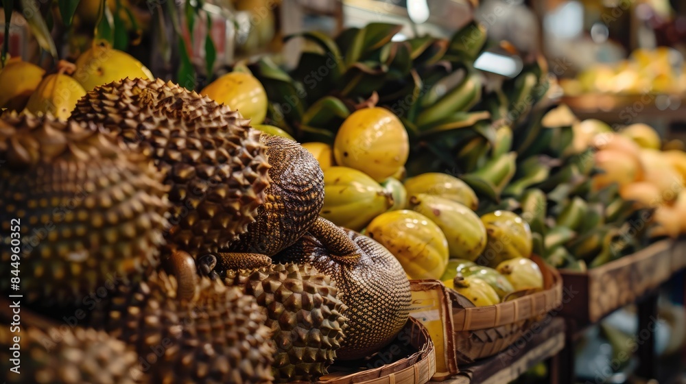 Brown snakefruit abundance in a fruit store