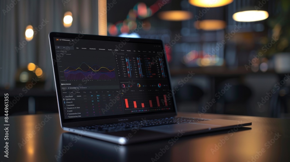 Technological Innovation in Business: Glowing Energy Burst with Analytics and Data Visualizations on Laptop Screen Technological Innovation in Business: Glowing Energy Burst with Analytics and Data Visualizations on Laptop Screen