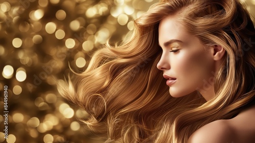 luxurious promotional banner for Hair Treatment, a high-end professional hair care brandб, mockup © Katsiaryna