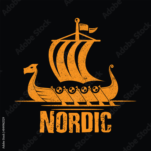 nordic ship logo design icon 