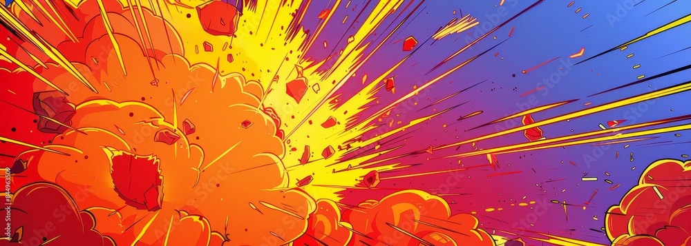 Pop art comics fire flame explosion boom effect horizontal wallpaper background Pop art comics fire flame explosion boom effect horizontal wallpaper background