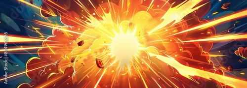 Pop art comics fire flame explosion boom effect horizontal wallpaper background