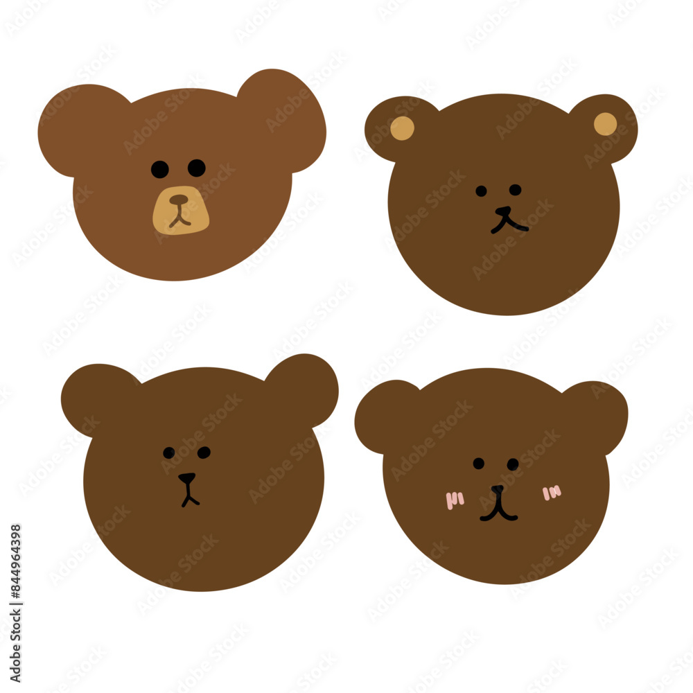 Vector Cartoon Bear Character with Various Expressions | Doodle Style | Cute and Minimalist Vector Cartoon Bear Character with Various Expressions | Doodle Style | Cute and Minimalist