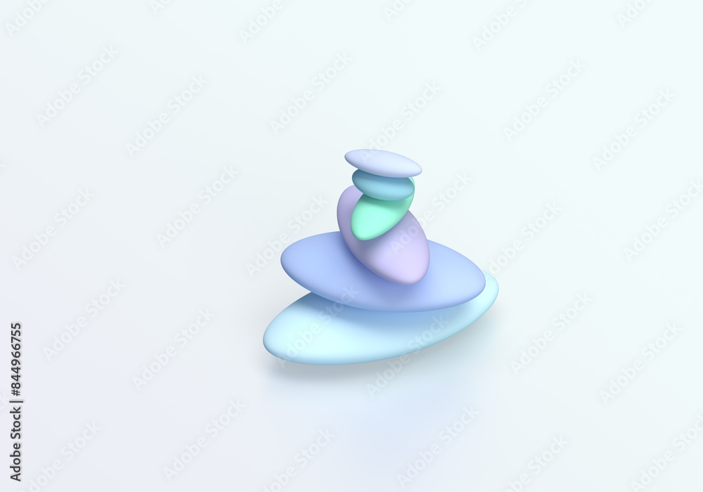 Abstract illustration of stones. The stones are laid out vertically. Delicate green, blue color. 3d rendering on the theme of style, lightness, technology, fashion, finance. Minimal, modern style. Abstract illustration of stones. The stones are laid out vertically. Delicate green, blue color. 3d rendering on the theme of style, lightness, technology, fashion, finance. Minimal, modern style.