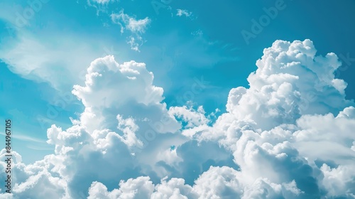 Soft focus white clouds against blue sky with room for text