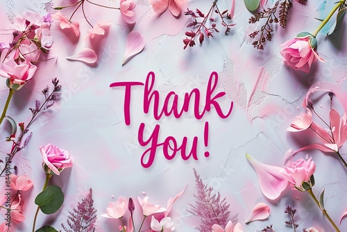 Floral Thank You Card with Pink Flowers