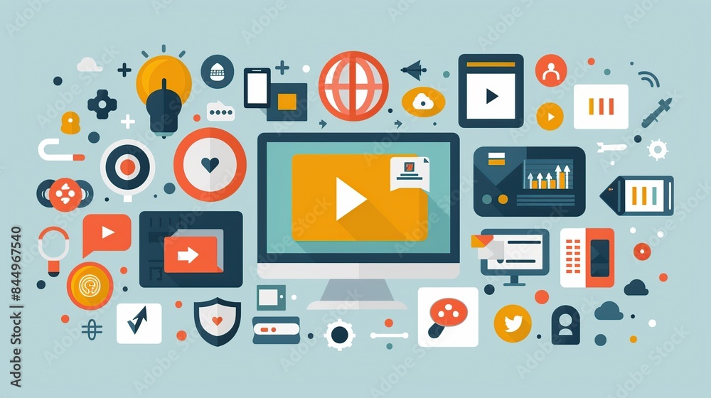 Video Marketing and Digital Strategy Concept Video Marketing and Digital Strategy Concept