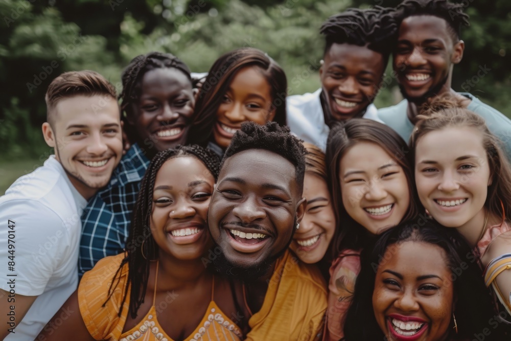 Group of diverse african american friends smiling and looking at camera Group of diverse african american friends smiling and looking at camera