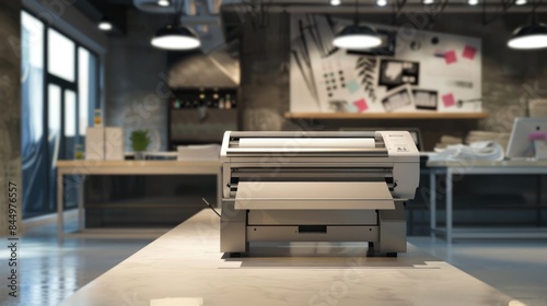printing machine on room background.