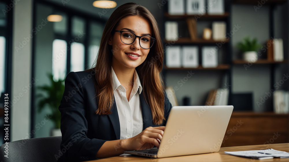 A Young Businesswoman Working in His Office. A Young Businesswoman Working in His Office.