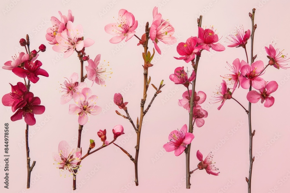Different flowers of the cherry plant - generative ai Different flowers of the cherry plant - generative ai