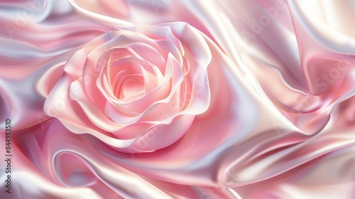 Pastel satin fabric texture background with a pink rose design