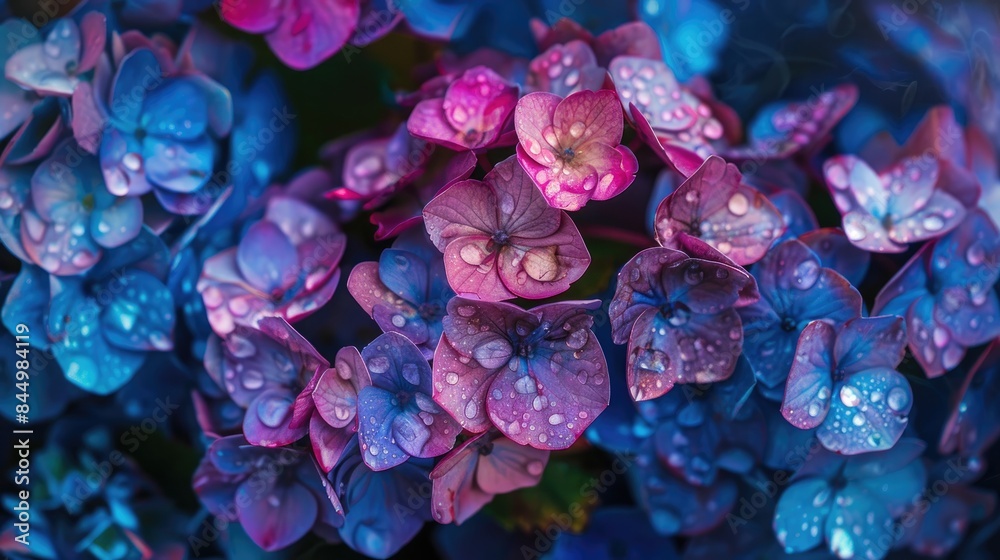 Obraz premium Hydrangea blossoms in full bloom outdoors