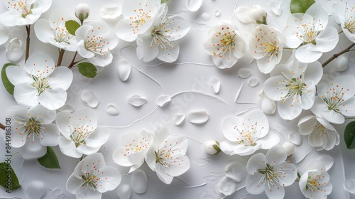 Delicate White Blooms on Elegant Paper Background