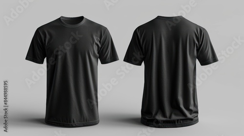 Plain Black T-Shirt Front and Back Mockup for Apparel Designs