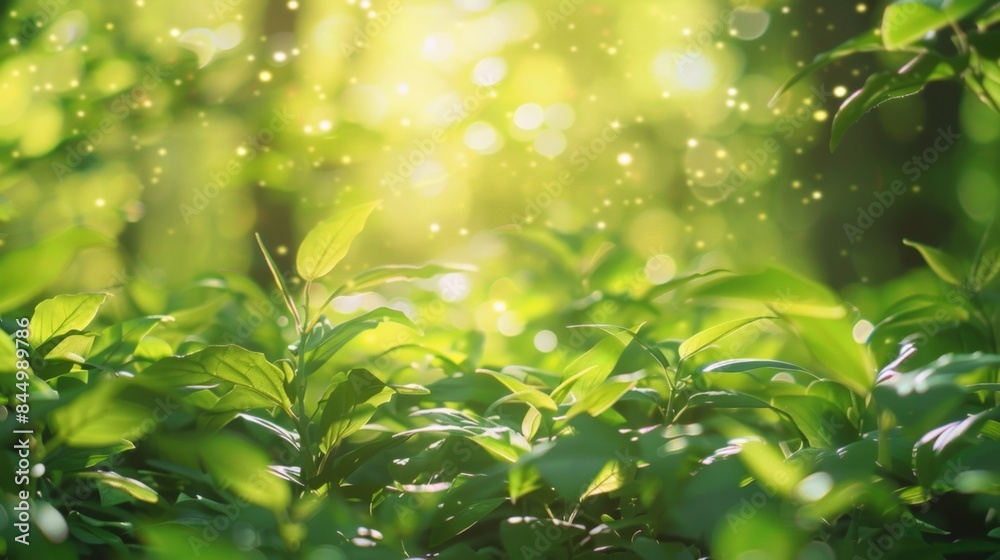 A soft blur of vibrant green foliage fills the background creating a peaceful and secluded atmosphere in the sunny glade. Sunlight filters through the leaves casting speckles of warm . A soft blur of vibrant green foliage fills the background creating a peaceful and secluded atmosphere in the sunny glade. Sunlight filters through the leaves casting speckles of warm .