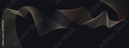 Undulate metallic Wave Swirl, banner gold ribbon vector, Technology abstract lines on transparent background. isolated frequency sound waves, twisted curve lines with blend effect, lines waved