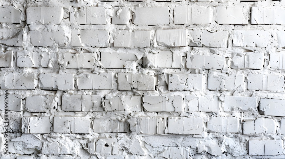 Fototapeta premium White brick wall texture background for stone tile block painted in grey light color wallpaper modern interior and exterior and backdrop design.