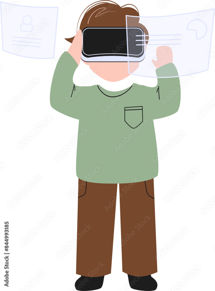 Boy wearing vr headset. Virtual reality Illustration. Boy wearing vr headset. Virtual reality Illustration.