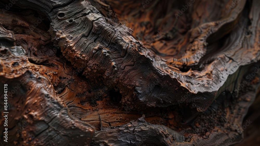 Decomposing tree trunk with a detailed look at its rotting form Decomposing tree trunk with a detailed look at its rotting form