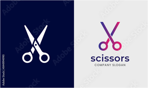 Scissors icon, tailor barber hair cut business tool logo element symbol Scissors photo