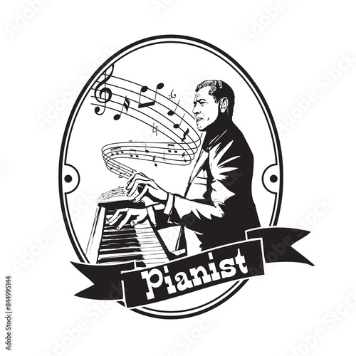 Pianist oval emblem photo