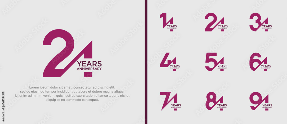 anniversary logo style set, purple color with slash can be use for celebration moment anniversary logo style set, purple color with slash can be use for celebration moment