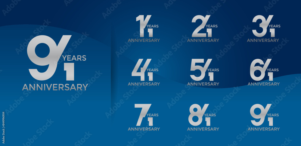 anniversary logo style set with silver color can be use for celebration moment anniversary logo style set with silver color can be use for celebration moment