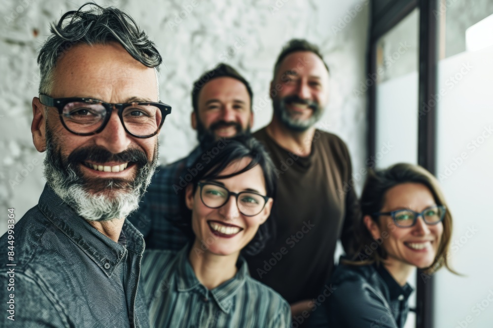 Group of diverse business people standing in a row and smiling at the camera Group of diverse business people standing in a row and smiling at the camera