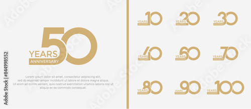 anniversary logo style set with brown color can be use for celebration moment
