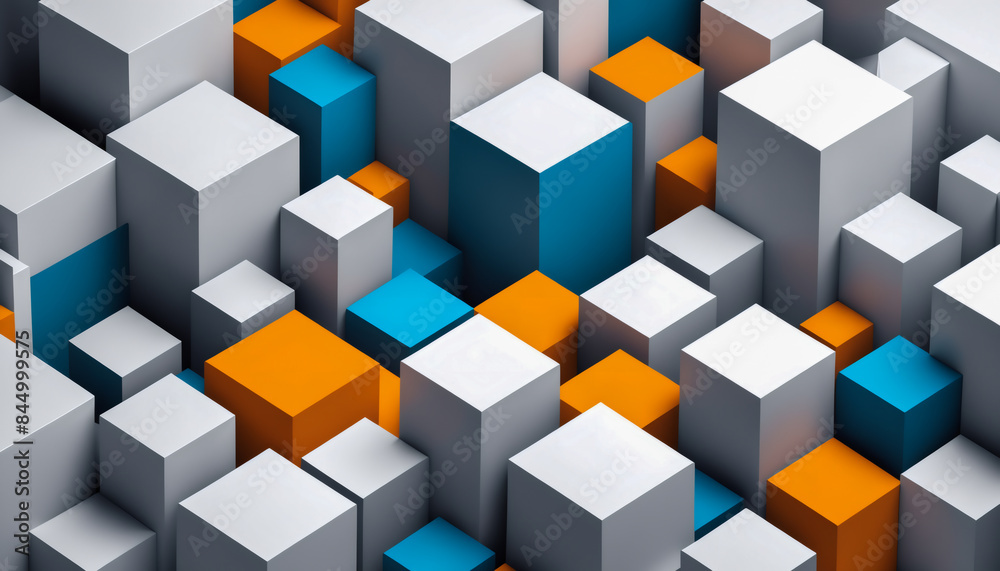 Naklejka premium Abstract 3D geometric blocks. Backgrounds, modern designs, and creative projects, structured visual element.