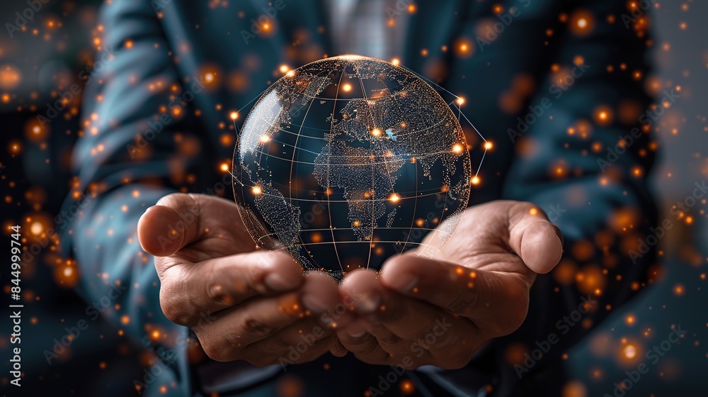 Fototapeta premium Global Connection in the Palm of Your Hand