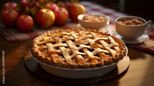 Classic apple pie with a golden crust © Visual Aurora