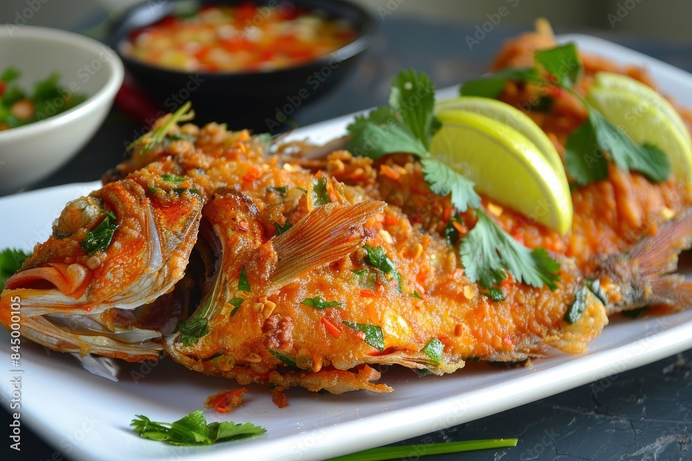 Deep Fried Fish with Thai Style - generative ai Deep Fried Fish with Thai Style - generative ai