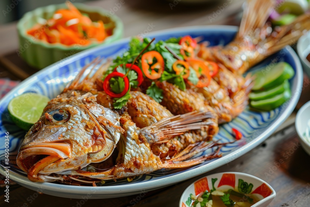 Deep Fried Fish with Thai Style - generative ai Deep Fried Fish with Thai Style - generative ai