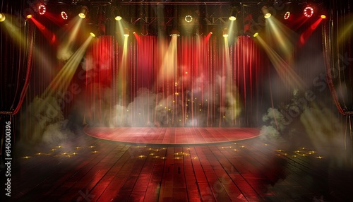 A stage with red curtains and lights © CassiOpeiaZz