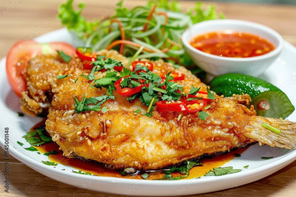 Deep Fried Fish with Thai Style - generative ai Deep Fried Fish with Thai Style - generative ai