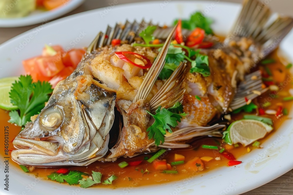 Deep Fried Fish with Thai Style - generative ai Deep Fried Fish with Thai Style - generative ai