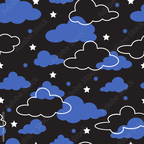 Nighttime Serenade Stars and Clouds in Harmony