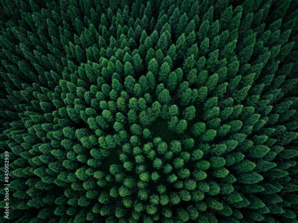 Obraz premium Aerial view of beautiful forest mountain landscape