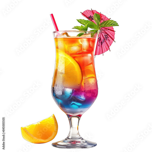 theme summer and isolated on a white background Vibrant cocktail drink