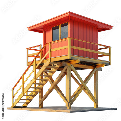 Lifeguard beach tower theme summer and isolated on a white background 