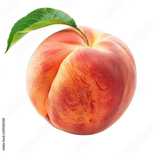 Fresh peach, close-up theme summer and isolated on a white background