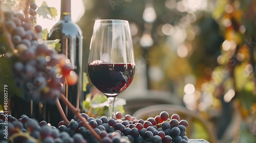 Tasting of red Bordeaux wine Merlot or Cabernet Sauvignon red wine grapes on cru class vineyards in Pomerol SaintEmilion wine making region France Bordeaux : Generative AI