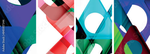 Abstract background set, showcasing a dynamic interplay of triangles. Fusion of modern design and geometric allure